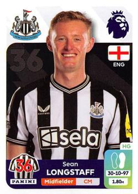 #480 Sean Longstaff (Newcastle United) Panini Premier League 2024 Sticker Collection