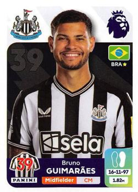 #481 Bruno Guimaraes (Newcastle United) Panini Premier League 2024 Sticker Collection