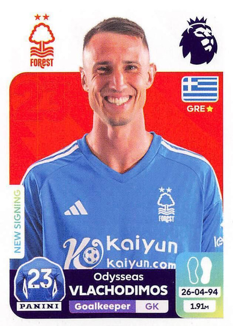 #494 Odysseas Vlachodimos (Nottingham Forest) Panini Premier League 2024 Sticker Collection