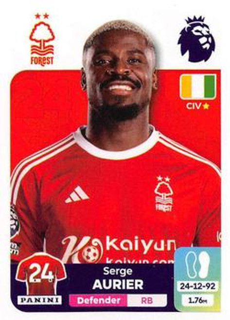 #498 Serge Aurier (Nottingham Forest) Panini Premier League 2024 Sticker Collection