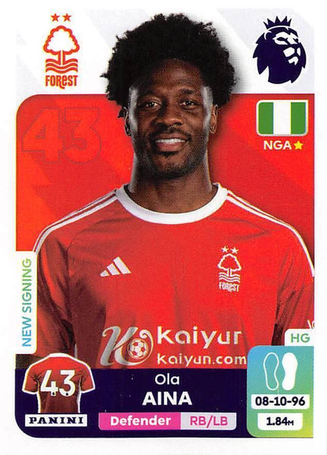 #502 Ola Aina (Nottingham Forest) Panini Premier League 2024 Sticker Collection