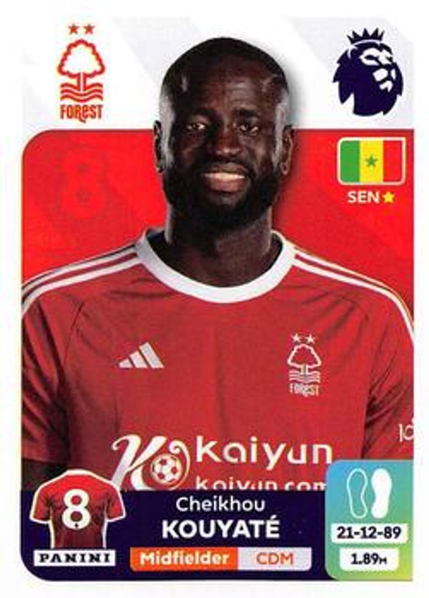 #505 Cheikhou Kouyate (Nottingham Forest) Panini Premier League 2024 Sticker Collection