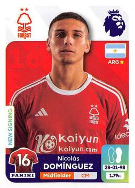 #507 Nicolas Dominguez (Nottingham Forest) Panini Premier League 2024 Sticker Collection