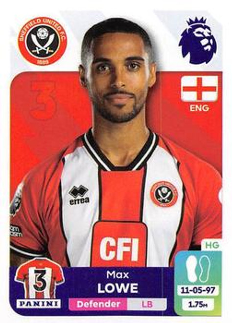 #525 Max Lowe (Sheffield United) Panini Premier League 2024 Sticker Collection