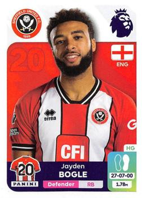 #531 Jayden Bogle (Sheffield United) Panini Premier League 2024 Sticker Collection
