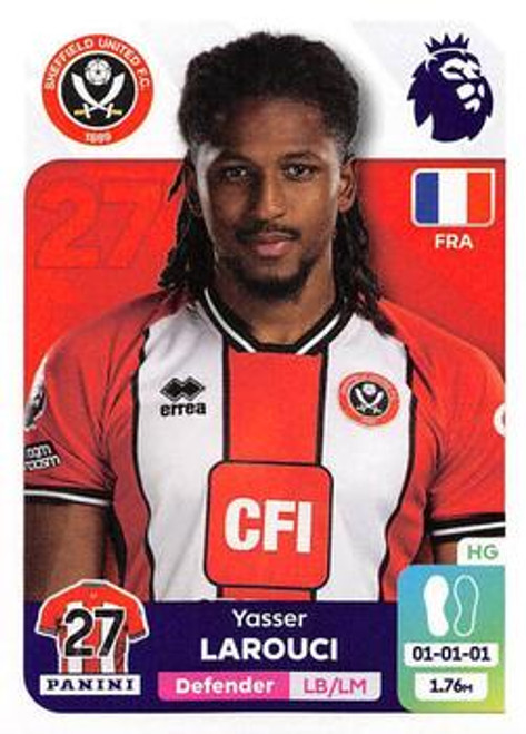 #532 Yasser Larouci (Sheffield United) Panini Premier League 2024 Sticker Collection