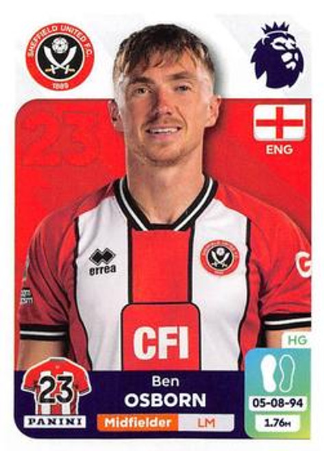 #536 Ben Osborn (Sheffield United) Panini Premier League 2024 Sticker Collection