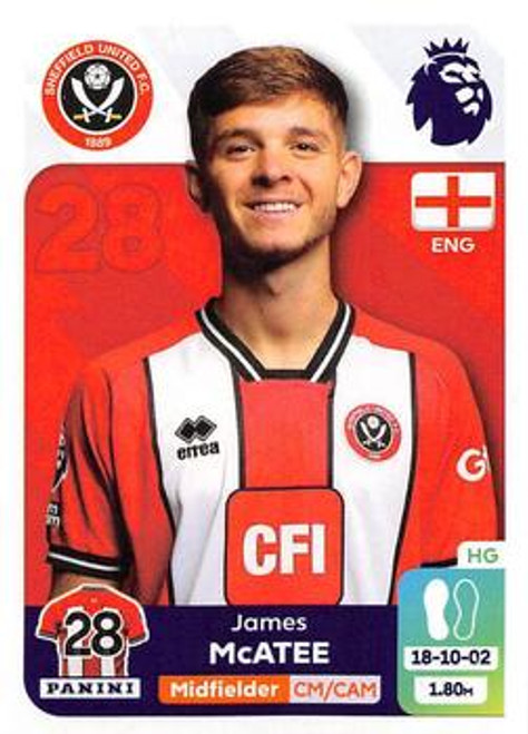 #537 James McAtee (Sheffield United) Panini Premier League 2024 Sticker Collection