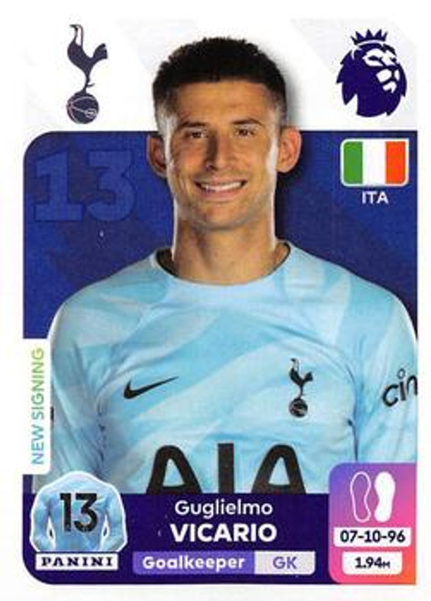 #551 Guglielmo Vicario (Tottenham Hotspur) Panini Premier League 2024 Sticker Collection