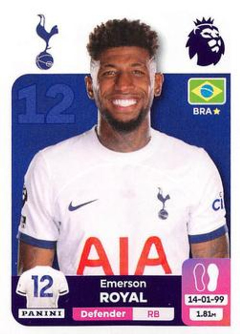 #553 Emerson Royal (Tottenham Hotspur) Panini Premier League 2024 Sticker Collection