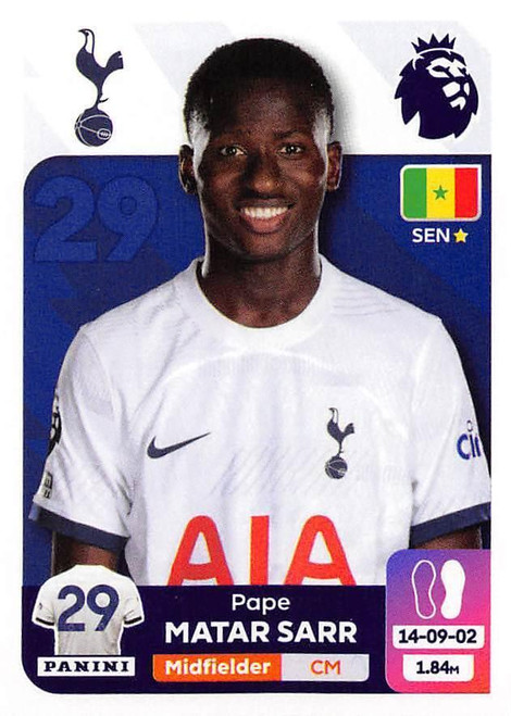 #566 Pape Matar Sarr (Tottenham Hotspur) Panini Premier League 2024 Sticker Collection