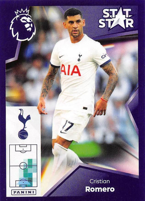 #576 Cristian Romero STAT STAR (Tottenham Hotspur) Panini Premier League 2024 Sticker Collection