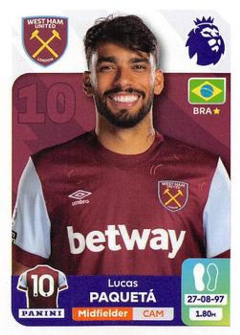 #592 Lucas Paqueta (West Ham United) Panini Premier League 2024 Sticker Collection