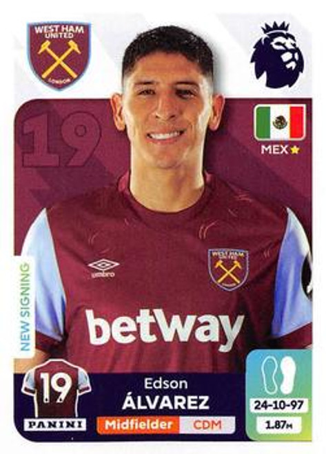 #594 Edson Alvarez (West Ham United) Panini Premier League 2024 Sticker Collection