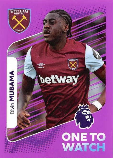 #605 Divin Mubama ONE TO WATCH (West Ham United) Panini Premier League 2024 Sticker Collection