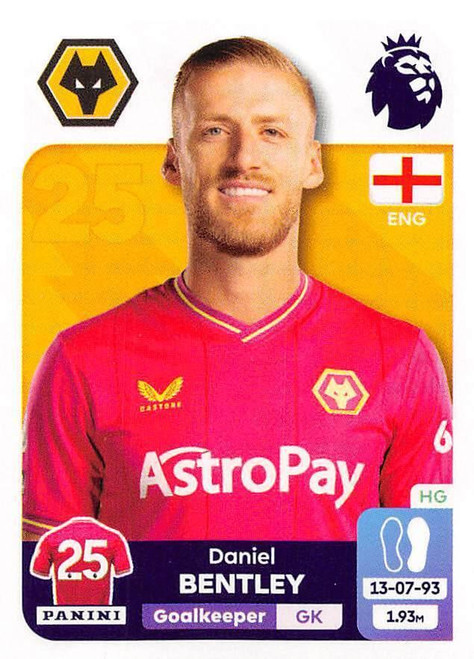 #610 Daniel Bentley (Wolverhampton Wanderers) Panini Premier League 2024 Sticker Collection