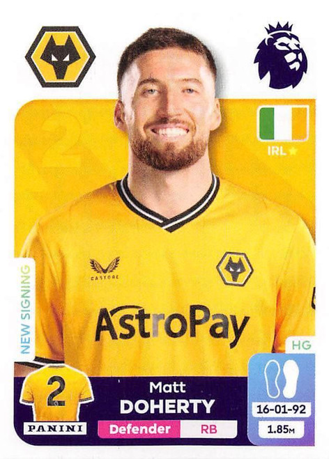 #611 Matt Doherty (Wolverhampton Wanderers) Panini Premier League 2024 Sticker Collection