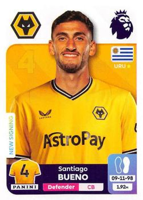 #613 Santiago Bueno (Wolverhampton Wanderers) Panini Premier League 2024 Sticker Collection