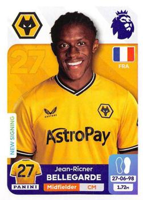 #624 Jean-Ricner Bellegarde (Wolverhampton Wanderers) Panini Premier League 2024 Sticker Collection