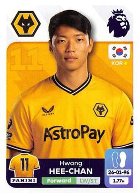 #627 Hwang Hee-Chan (Wolverhampton Wanderers) Panini Premier League 2024 Sticker Collection