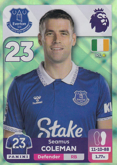 #264 Seamus Coleman (Everton) Panini Premier League 2024 Sticker Collection GREEN PARALLEL