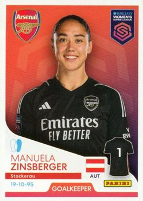 #51 Manuela Zinsberger (Arsenal) Panini Women's Super League 2024 Sticker Collection