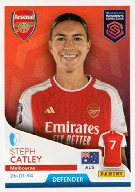 #54 Steph Catley (Arsenal) Panini Women's Super League 2024 Sticker Collection