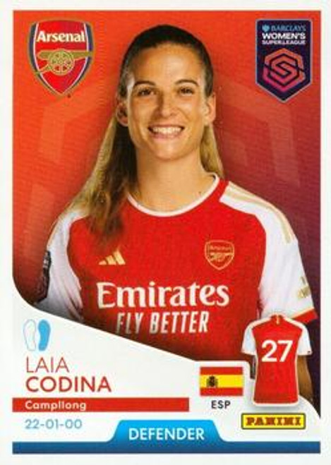 #56 Laia Codina (Arsenal) Panini Women's Super League 2024 Sticker Collection
