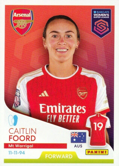 #64 Caitlin Foord (Arsenal) Panini Women's Super League 2024 Sticker Collection