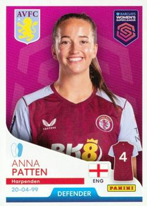 #70 Anna Patten (Aston Villa) Panini Women's Super League 2024 Sticker Collection
