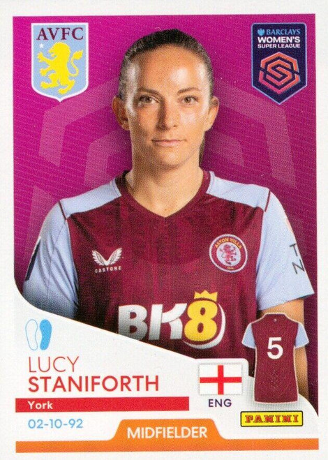 #75 Lucy Staniforth (Aston Villa) Panini Women's Super League 2024 Sticker Collection