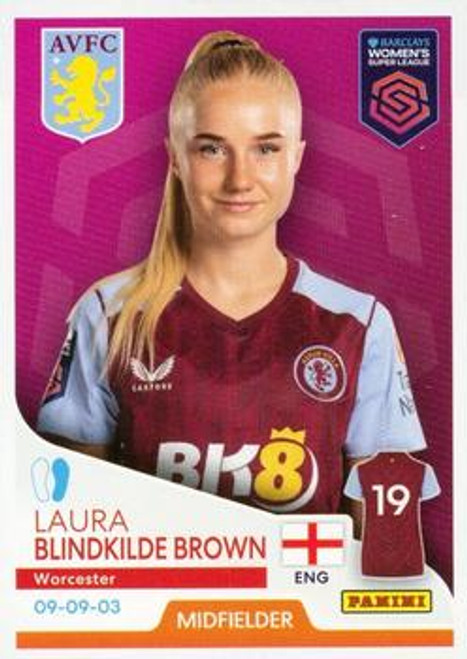 #78 Laura Blindkilde Brown (Aston Villa) Panini Women's Super League 2024 Sticker Collection