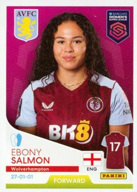 #81 Ebony Salmon (Aston Villa) Panini Women's Super League 2024 Sticker Collection