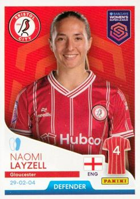 #104 Naomi Layzell (Bristol City) Panini Women's Super League 2024 Sticker Collection