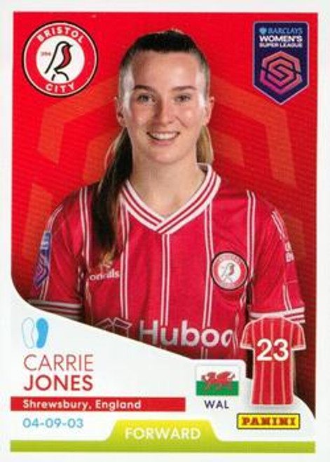 #115 Carrie Jones (Bristol City) Panini Women's Super League 2024 Sticker Collection