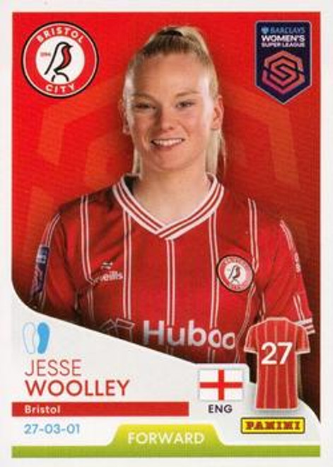 #117 Jesse Woolley (Bristol City) Panini Women's Super League 2024 Sticker Collection