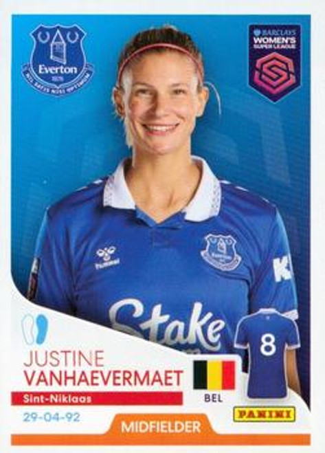 #141 Justine Vanhaevermaet (Everton) Panini Women's Super League 2024 Sticker Collection