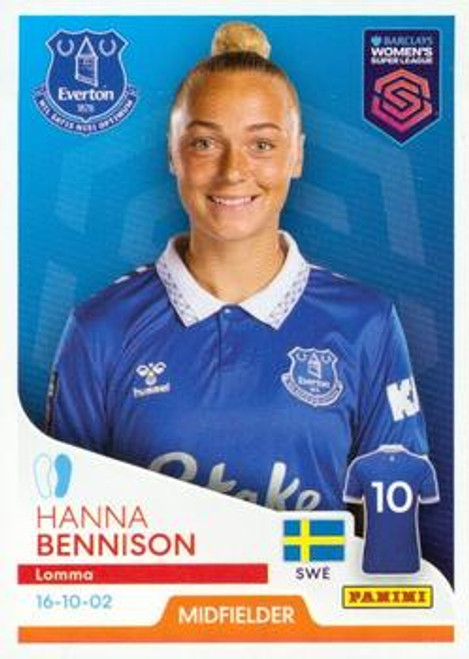 #142 Hanna Bennison (Everton) Panini Women's Super League 2024 Sticker Collection
