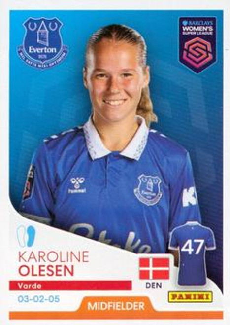 #148 Karoline Olesen (Everton) Panini Women's Super League 2024 Sticker Collection