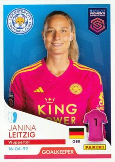#165 Janina Leitzig (Leicester City) Panini Women's Super League 2024 Sticker Collection