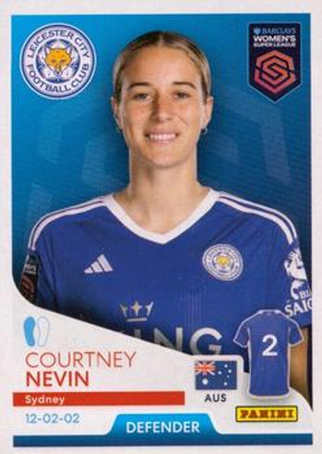 #166 Courtney Nevin (Leicester City) Panini Women's Super League 2024 Sticker Collection