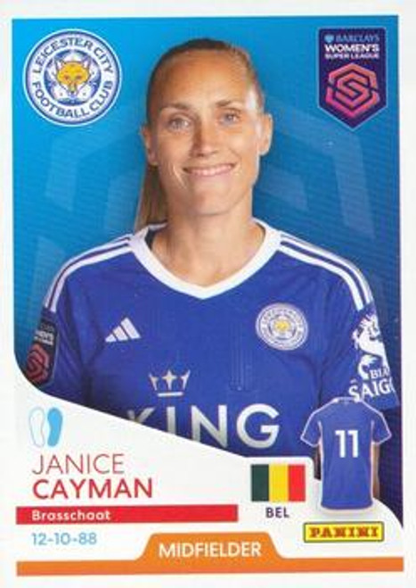 #173 Janice Cayman (Leicester City) Panini Women's Super League 2024 Sticker Collection