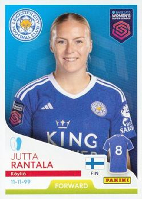 #177 Jutta Rantala (Leicester City) Panini Women's Super League 2024 Sticker Collection