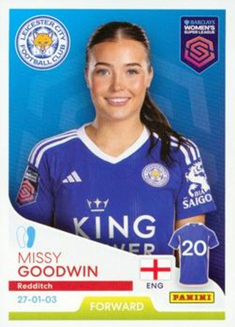 #179 Missy Goodwin (Leicester City) Panini Women's Super League 2024 Sticker Collection