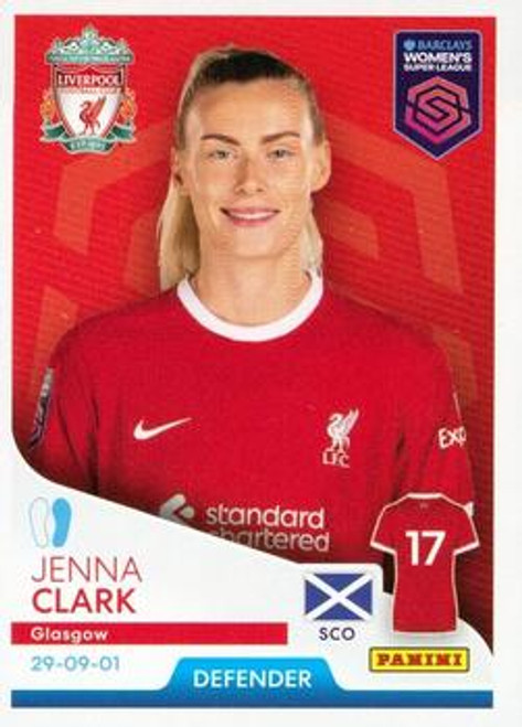 #188 Jenna Clark (Liverpool) Panini Women's Super League 2024 Sticker Collection