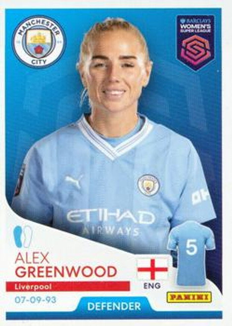 #201 Alex Greenwood (Manchester City) Panini Women's Super League 2024 Sticker Collection