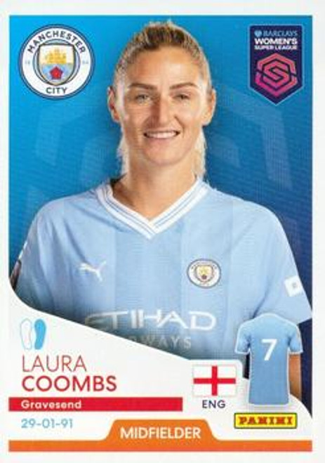 #206 Laura Coombs (Manchester City) Panini Women's Super League 2024 Sticker Collection