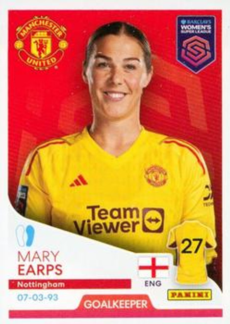 #216 Mary Earps (Manchester United) Panini Women's Super League 2024 Sticker Collection