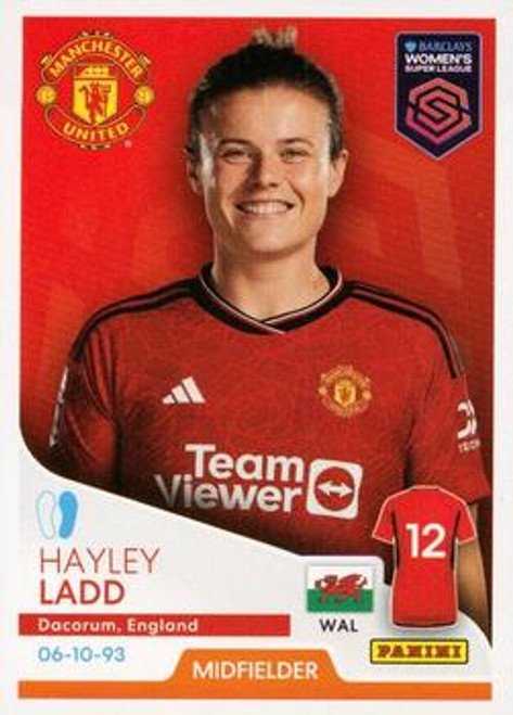 #226 Hayley Ladd (Manchester United) Panini Women's Super League 2024 Sticker Collection