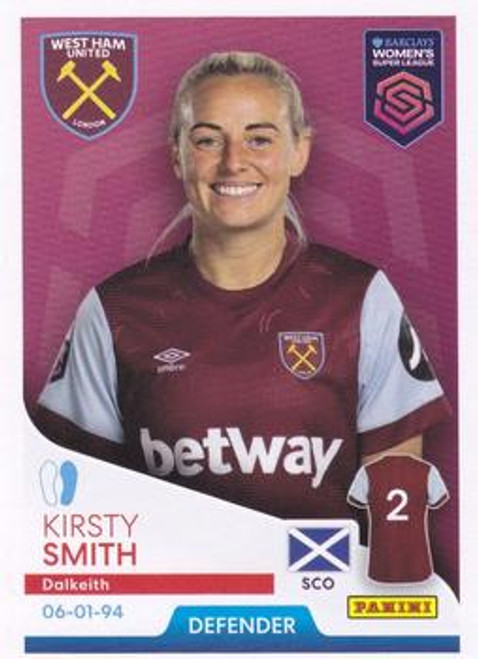 #251 Kirsty Smith (West Ham United) Panini Women's Super League 2024 Sticker Collection